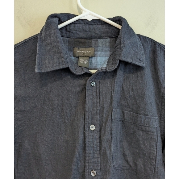 Magaschoni Blue 100% Brushed Cotton Long Sleeve Button Down Shirt Size Small - Picture 3 of 6